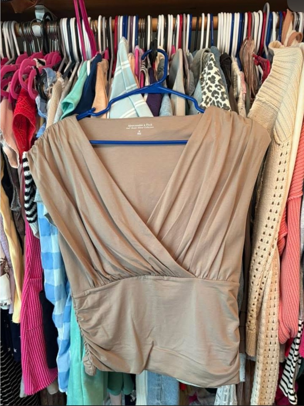 Abercrombie & Fitch Taupe Wrap-Front Women's Blouse